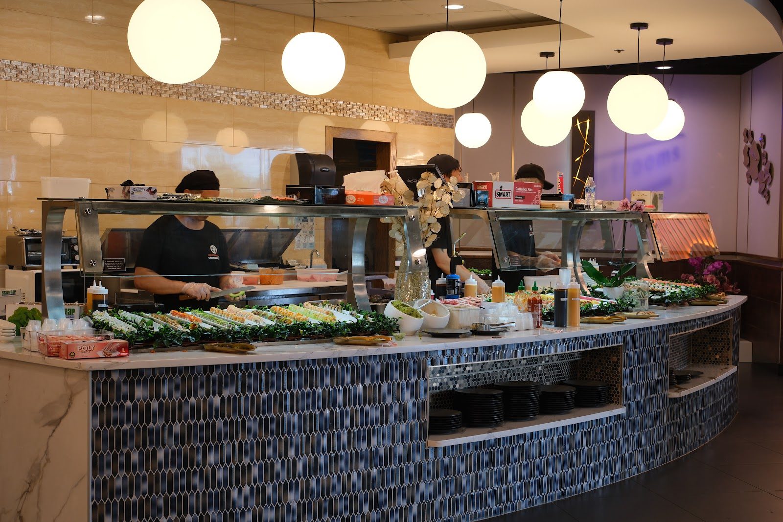 The hibachi counter at Gangnam AYCE Buffet in Chantilly
