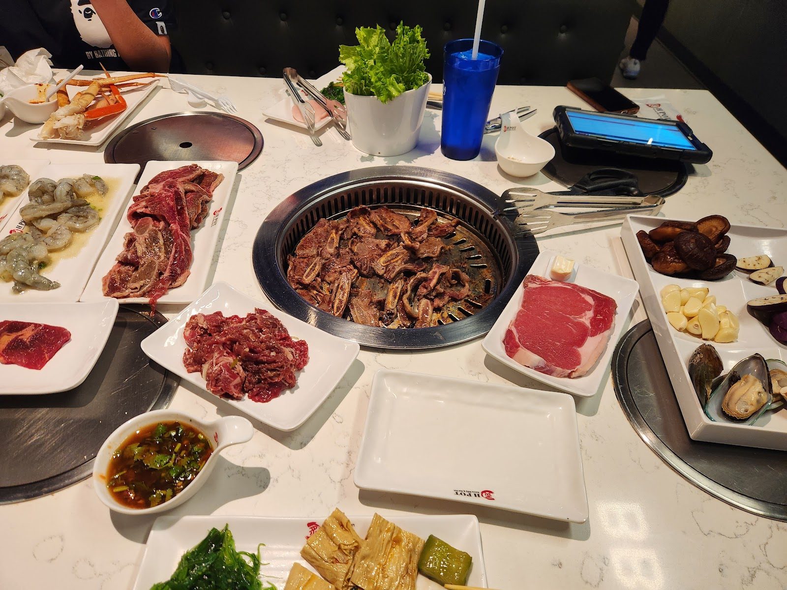 A Korean barbecue table at H Pot in Herndon