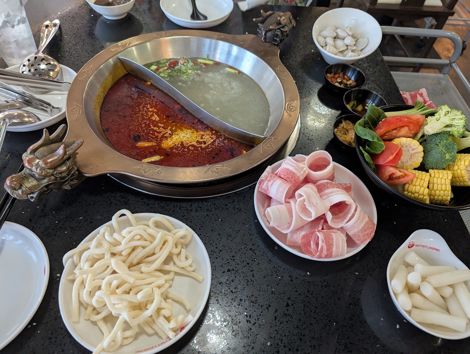 A split hot pot at Hot Pot Legend in Ashburn