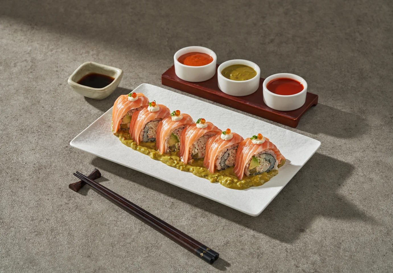 A salmon roll at Ian Sushi in Falls Church