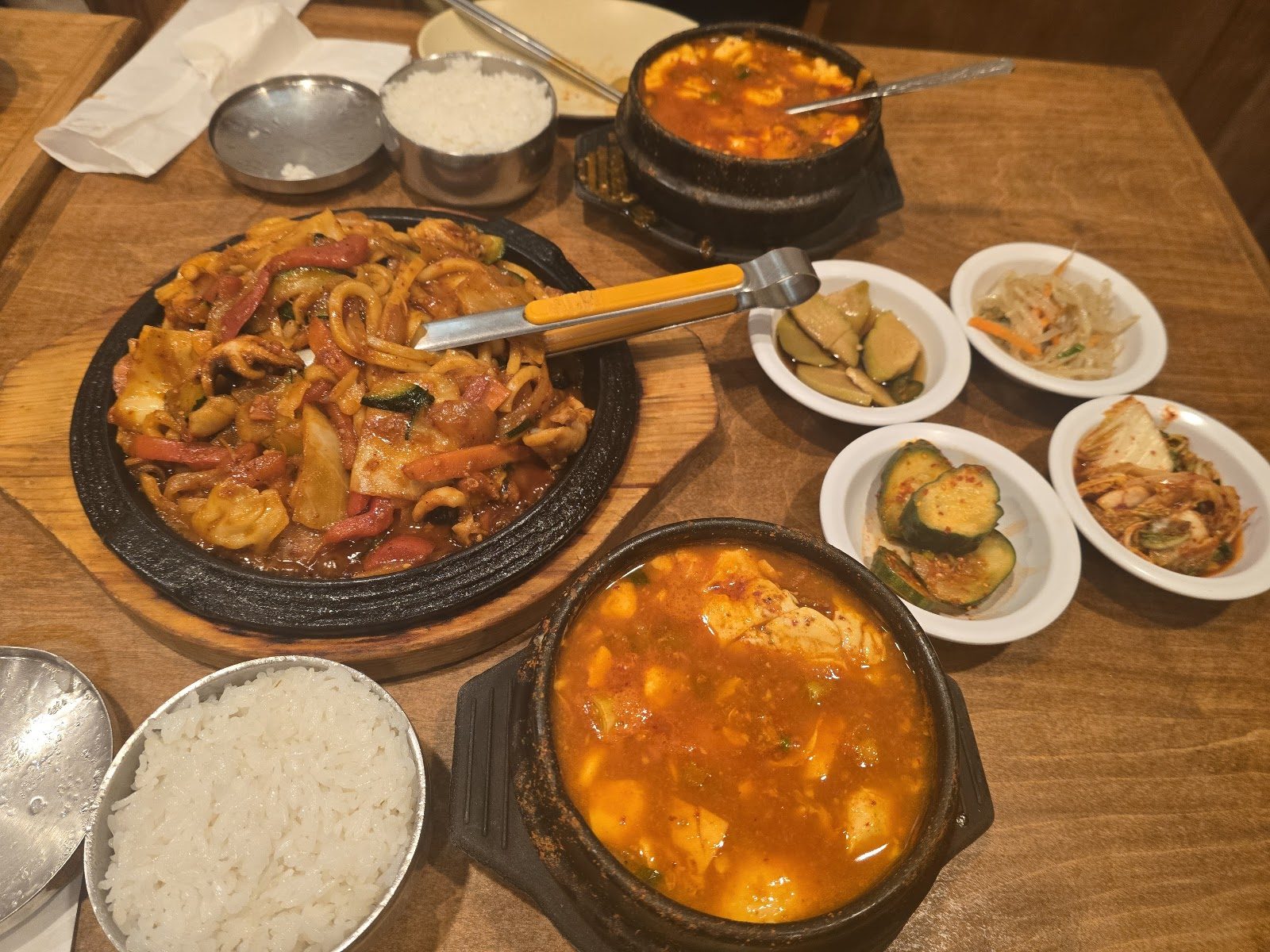 Tofu stew and banchan at Lighthouse Tofu in Annandale