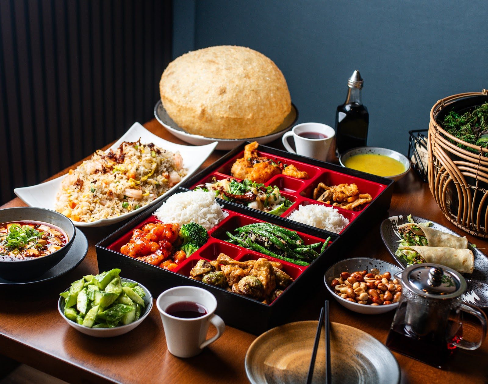 A spread of dishes at Peter Chang in Alexandria